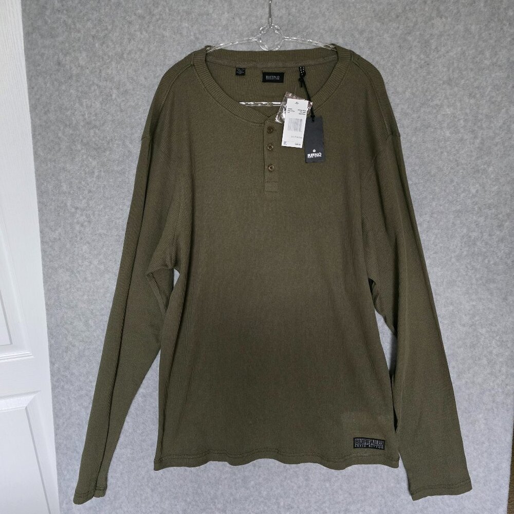 Buffalo David Bitton Men's Nirvana NWT Size XXL Pullover Henley Ribbed Shirt Top